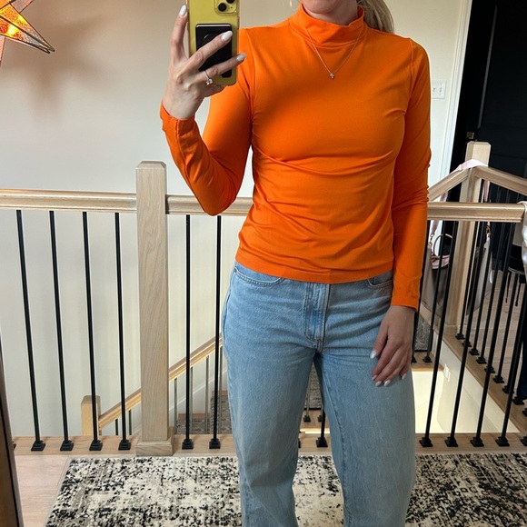 wild fable Tops - wild fable Bright Orange Mock Neck Long-Sleeve Top